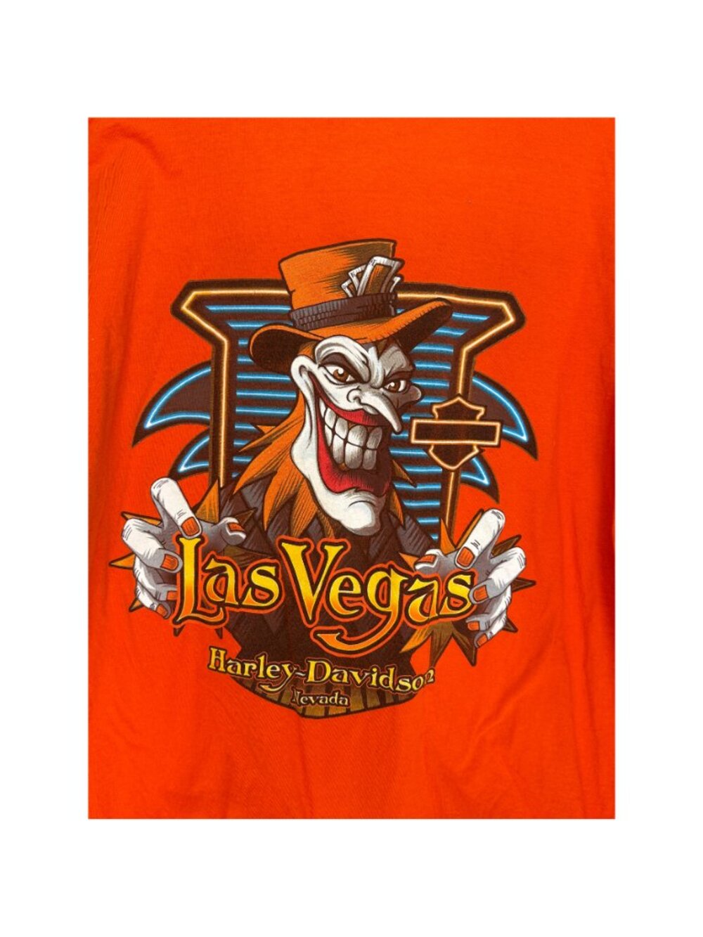 Harley Davidson Las Vegas Nevada Graphic T Shirt XL Orange Double Sided Joker